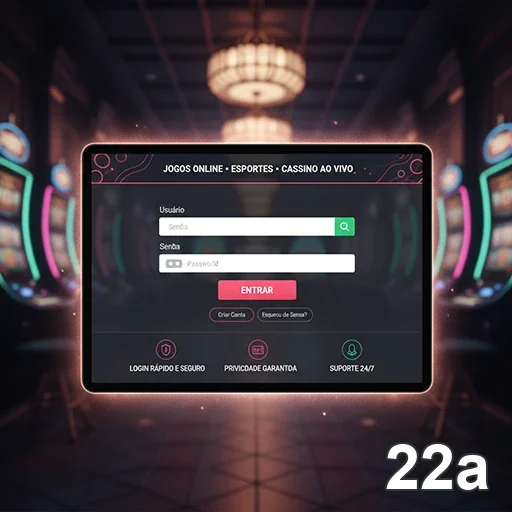 Tela de login da plataforma 22a para acesso VIP.