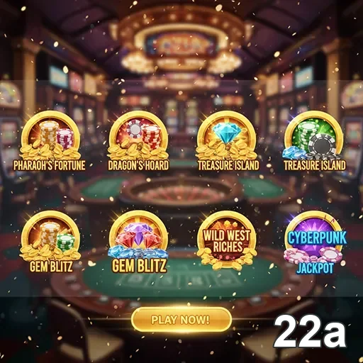 Slots disponíveis no aplicativo 22a em ambiente de cassino.