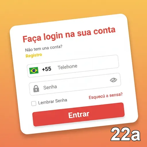 Tela de login da 22a com opções para registro e suporte.