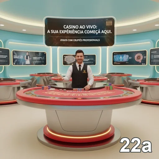 Imagens de mesas de cassino ao vivo da 22a com crupiê.
