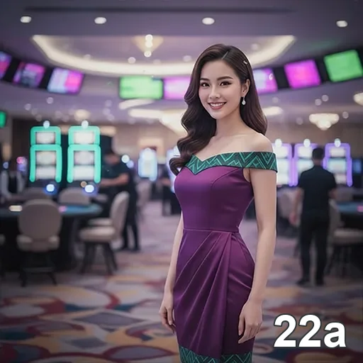 Usuária do aplicativo 22a em ambiente de cassino ao vivo.
