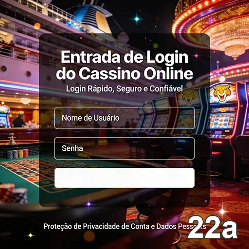 Tela de login do cassino online 22a com jogos visíveis.