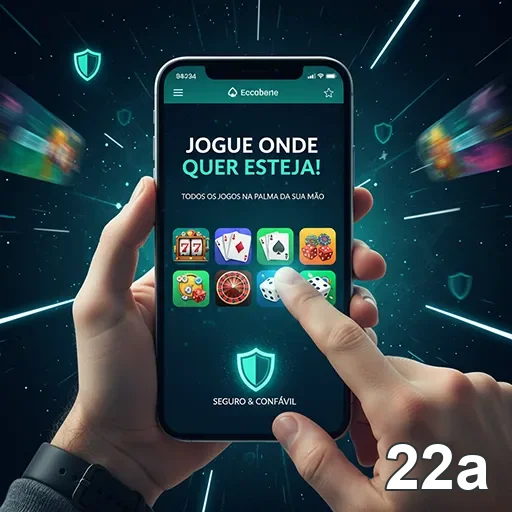 Imagem de smartphone mostrando jogos de cassino no 22a.