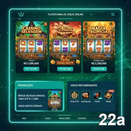 Visão geral de jogos de cassino no site 22a com jackpots.