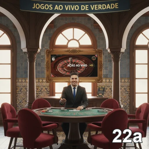 Dealer ao vivo em mesa de jogos no site 22a