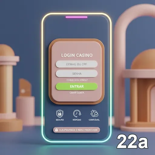 Tela de login do cassino online 22a com opções de acesso.
