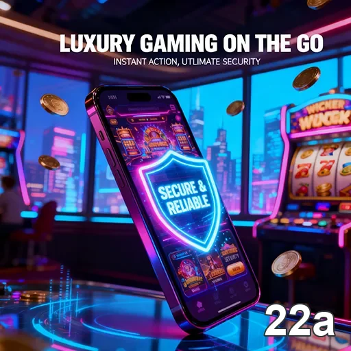 22a exibe dispositivo móvel com jogos de cassino luxuosos.