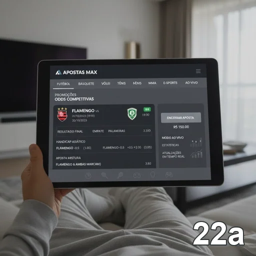 Tela de tablet mostrando odds competitivas no 22a.