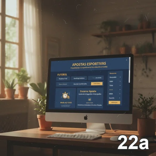 Tela do 22a mostrando interface de apostas esportivas ao vivo.
