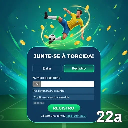 Imagem de cadastro na 22a com tema de futebol.