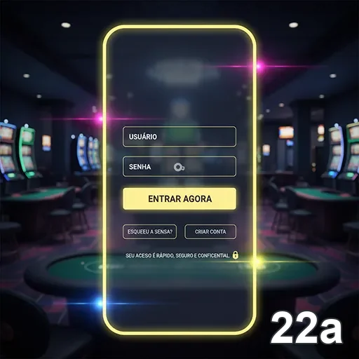 Tela de login do aplicativo 22a com jogos VIP ao vivo.